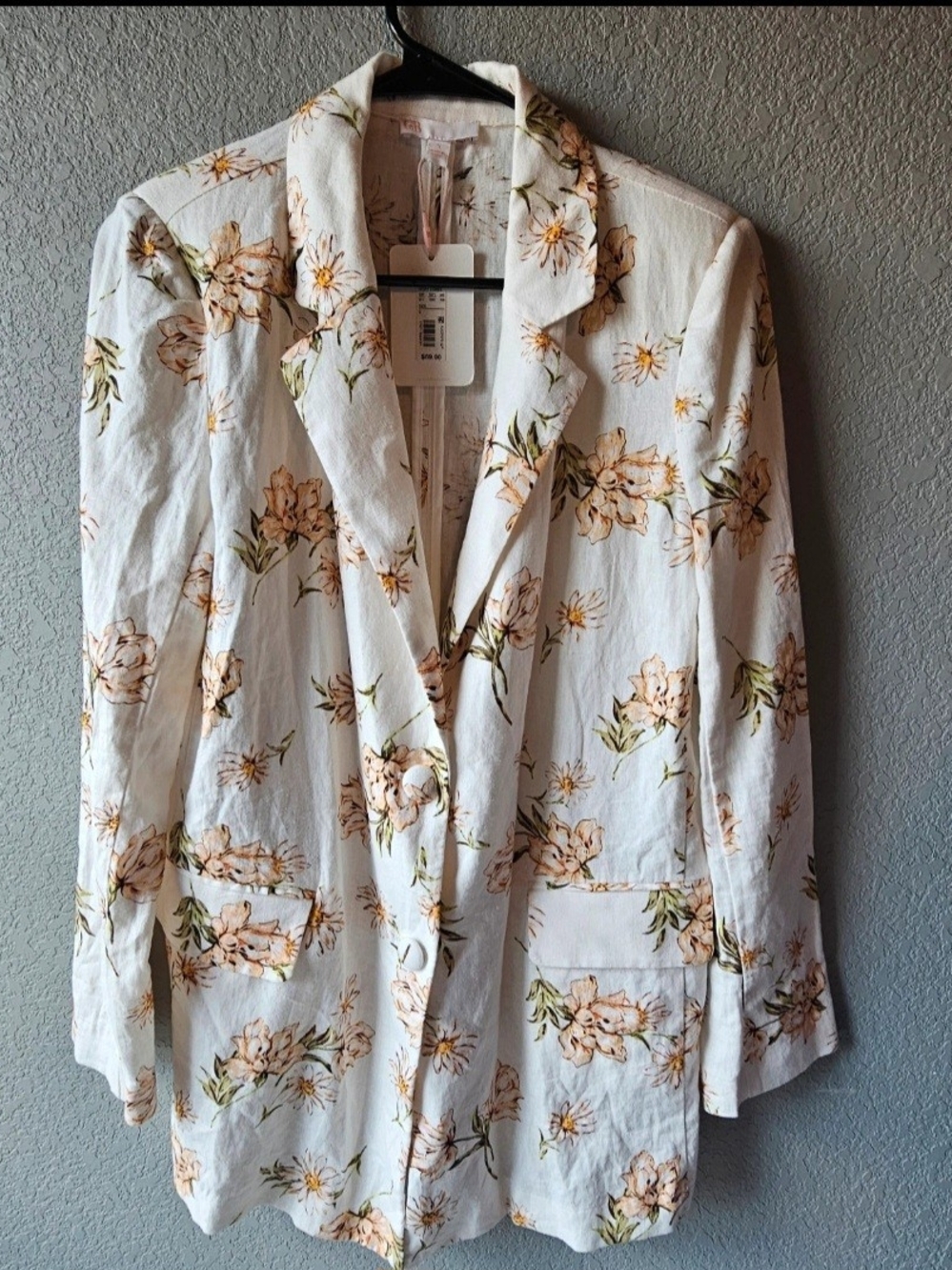 Gianni Bini White Blazer with Peach Floral Print
